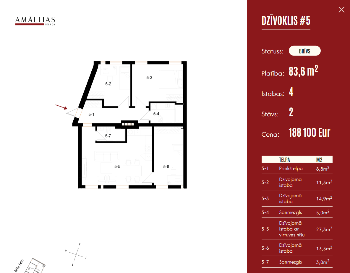 Detailní informace o bytu v modálu