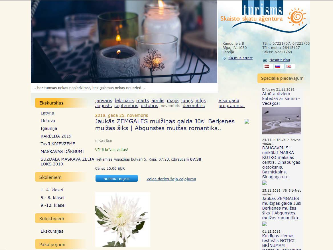 Původní design webu před implementací nové verze.