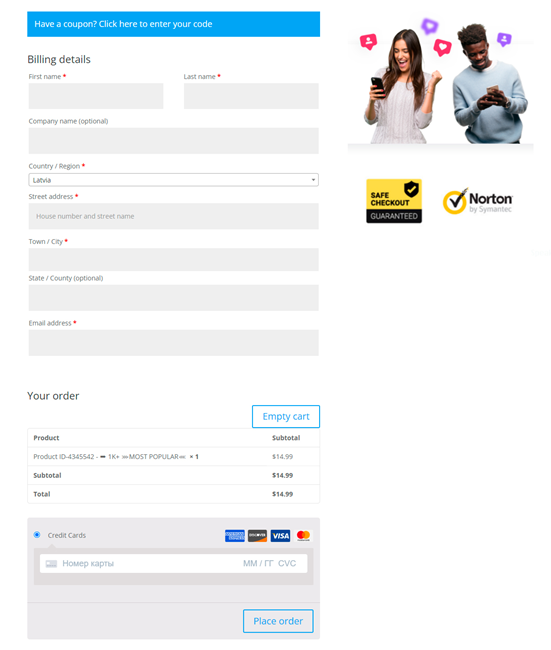 Stránka pokladny WooCommerce